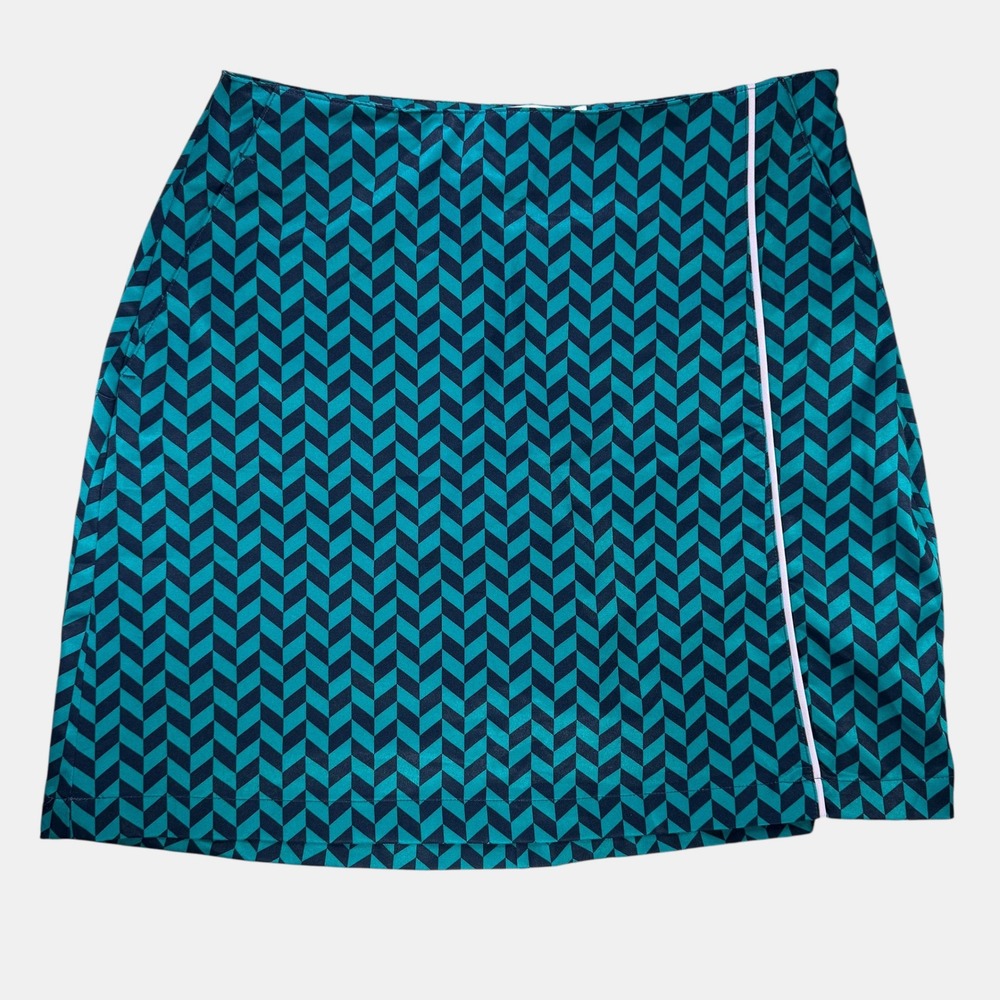 Lady Hagen Chevron Golf Skort Pockets Women's Sz 2 Teal Navy Tennis Pickleball